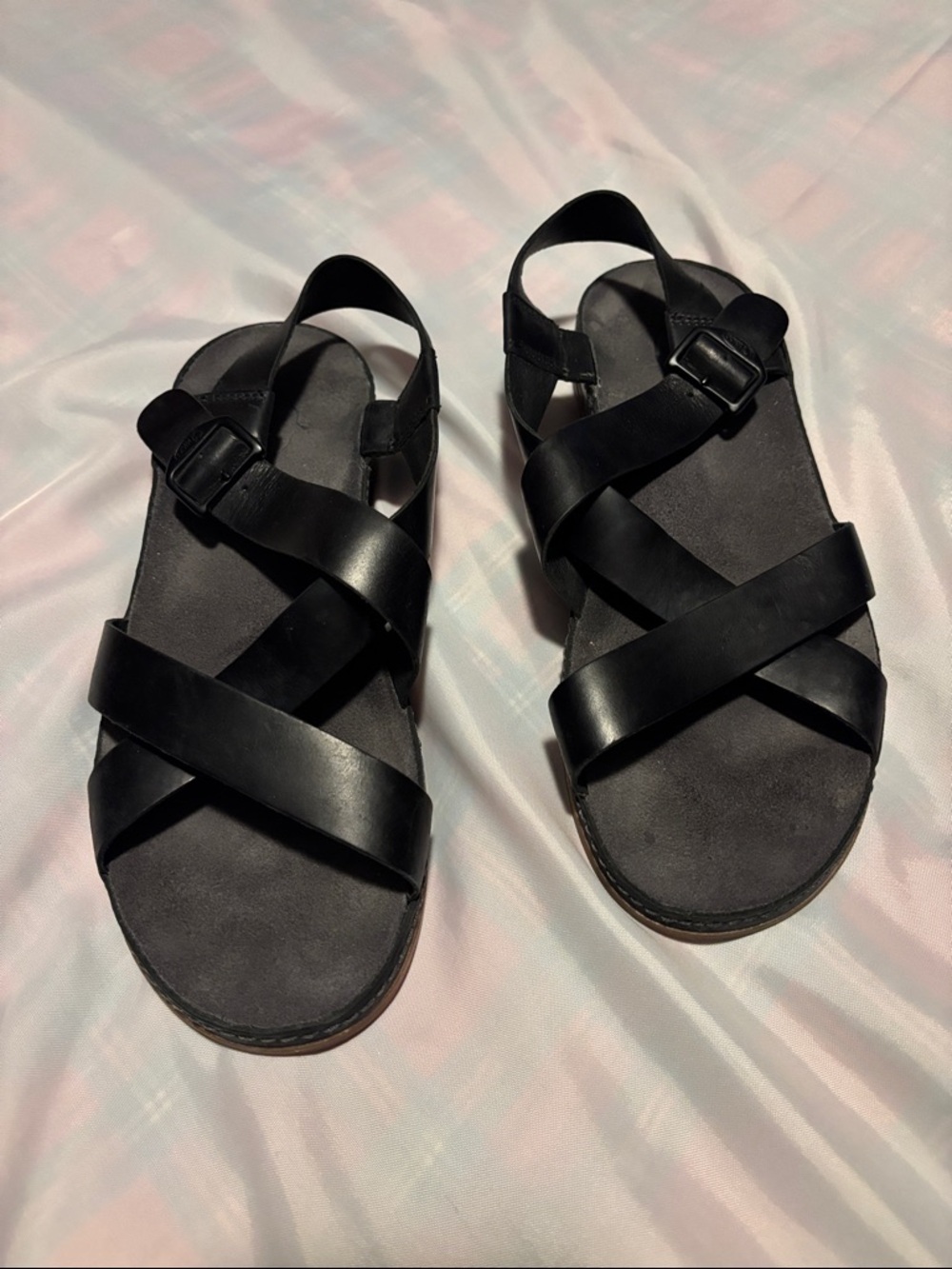 Chaco Black Leather Strappy Sandals